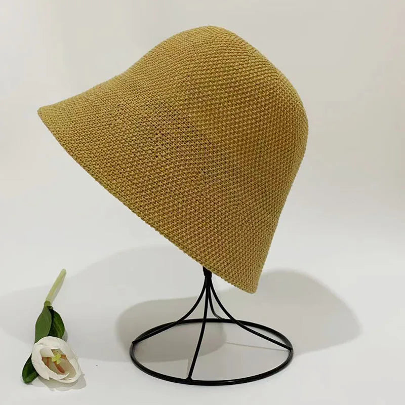 Versatile Bucket Hat for Women Summer Hat Weave Sun Hat Travel Cap Lady Cap Female Simple Fold Floppy Girls Beach Hat Panama