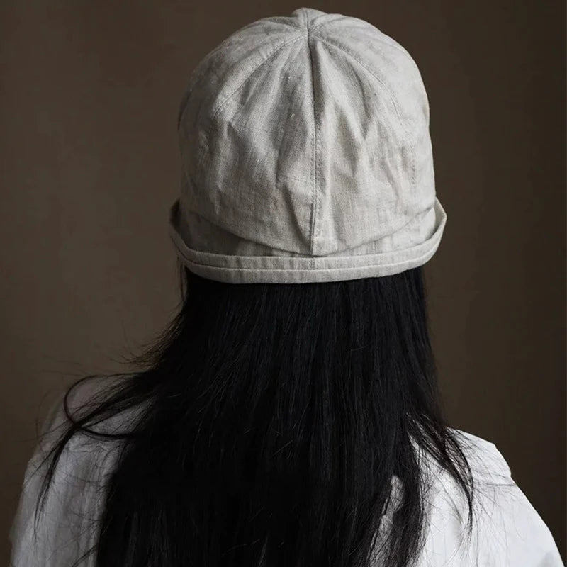 Linen Curled Edge Sun Hats For Women Foldable Bucket Hat Summer Visors Caps Female Panama Bob Outdoor Beach Fisherman Caps Gorro