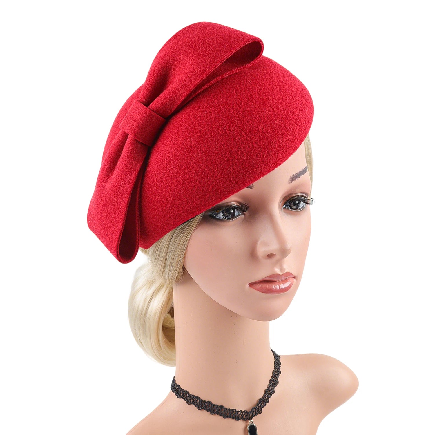 Women's British Retro Floral Wool Beret Fashion Accessory Trendy Banquet Hat Flight Attendant Style