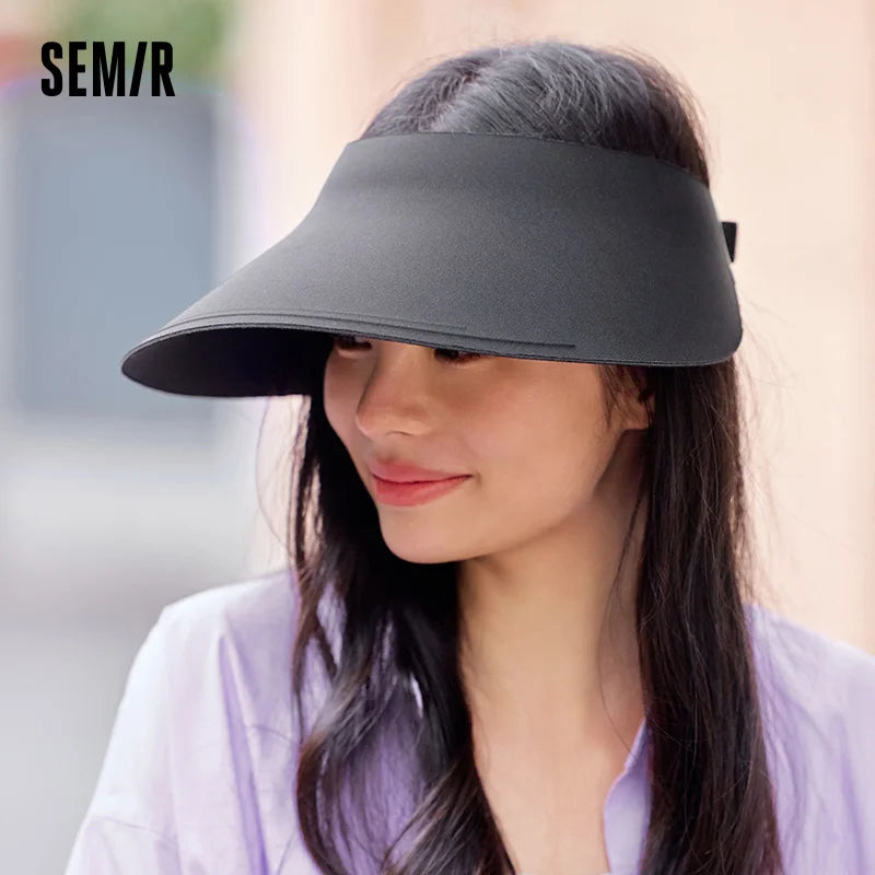 Semir Sun Hat Women Black Adjustable Foldable Seamless Wide Brim Visor 2025 Summer UV Protection Face Slimming Cap
