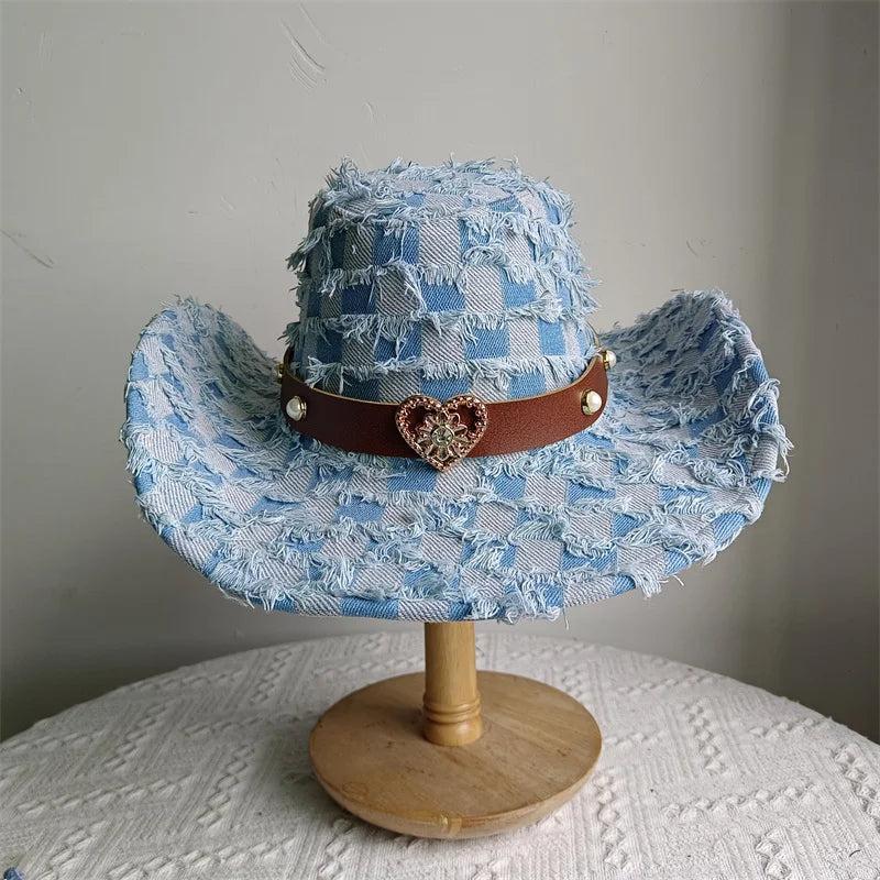 Western ethnic style cowboy hat tassel cowboy series fashion unisex jazz with heart shape decoration western cowboy hat