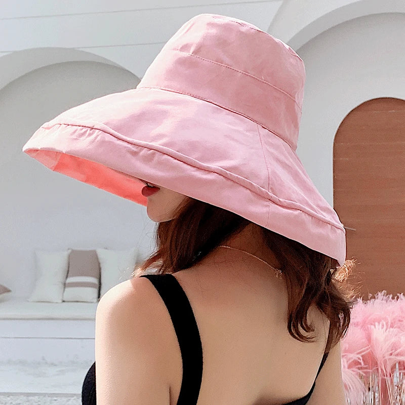 2025 Women's Hat Bucket hat Panamanian Women  Four Seasons Fisherman Hat Big Brim Hat Double-Sided Fisherman Hat Sun Visor Cap