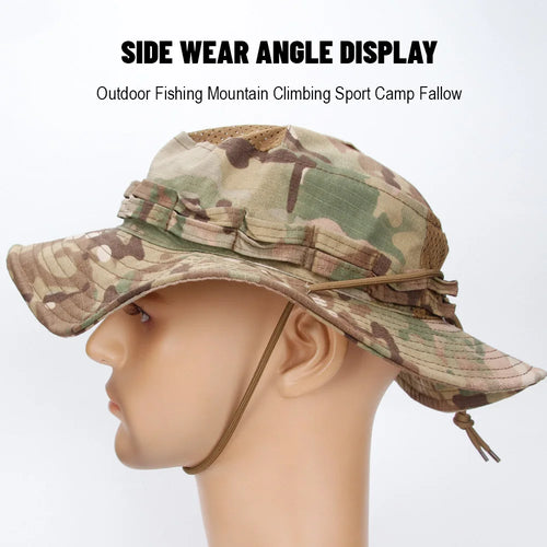 1pc/5pcs Camo Boonie Hat Sunscreen Breathable Bucket Hat Men's Outdoor Hiking Hunting Fishing Windproof Fisherman's Hat
