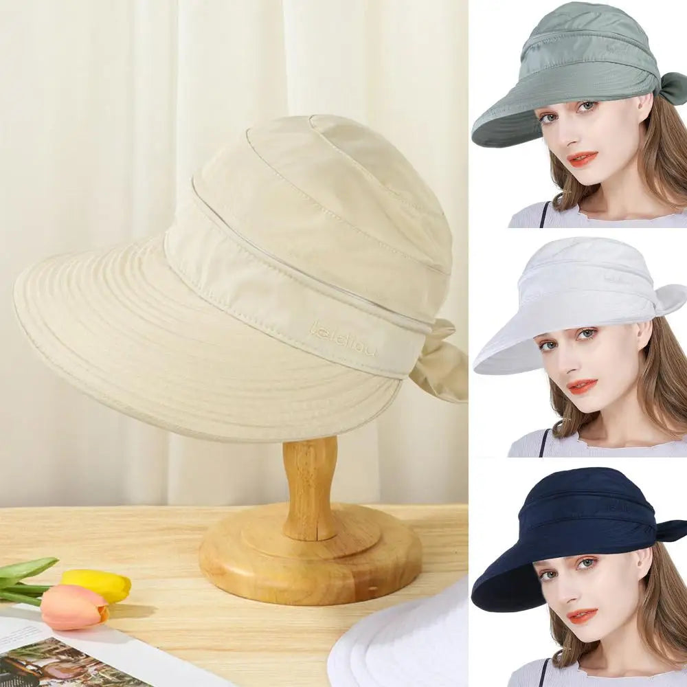 Women Ladies Sun Hat Summer Wide Brim Foldable Visor Outdoor Cap Anti-UV Beach Sun Hats