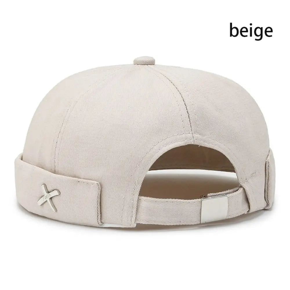 Outdoor Washed Style Brimless Docker Cap Cotton Adjustable Vintage Dome Hat Solid Color Melon Beanie Cap Winter