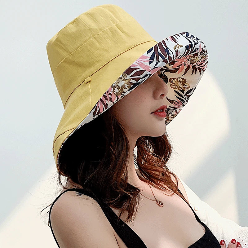 2025 Women's Hat Bucket hat Panamanian Women  Four Seasons Fisherman Hat Big Brim Hat Double-Sided Fisherman Hat Sun Visor Cap