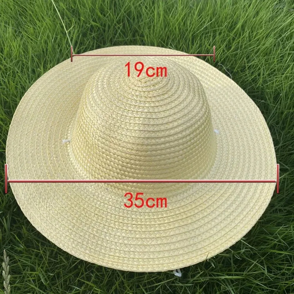 Simple Wide Brim Straw Hats Large With Windproof Rope UV Protection Cap Fishing Caps Farm