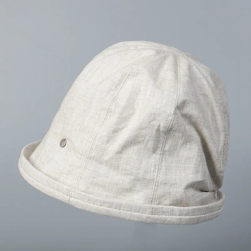 Linen Curled Edge Sun Hats For Women Foldable Bucket Hat Summer Visors Caps Female Panama Bob Outdoor Beach Fisherman Caps Gorro