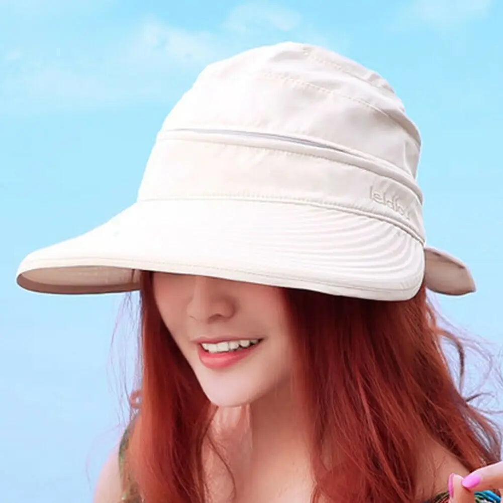 Women Ladies Sun Hat Summer Wide Brim Foldable Visor Outdoor Cap Anti-UV Beach Sun Hats