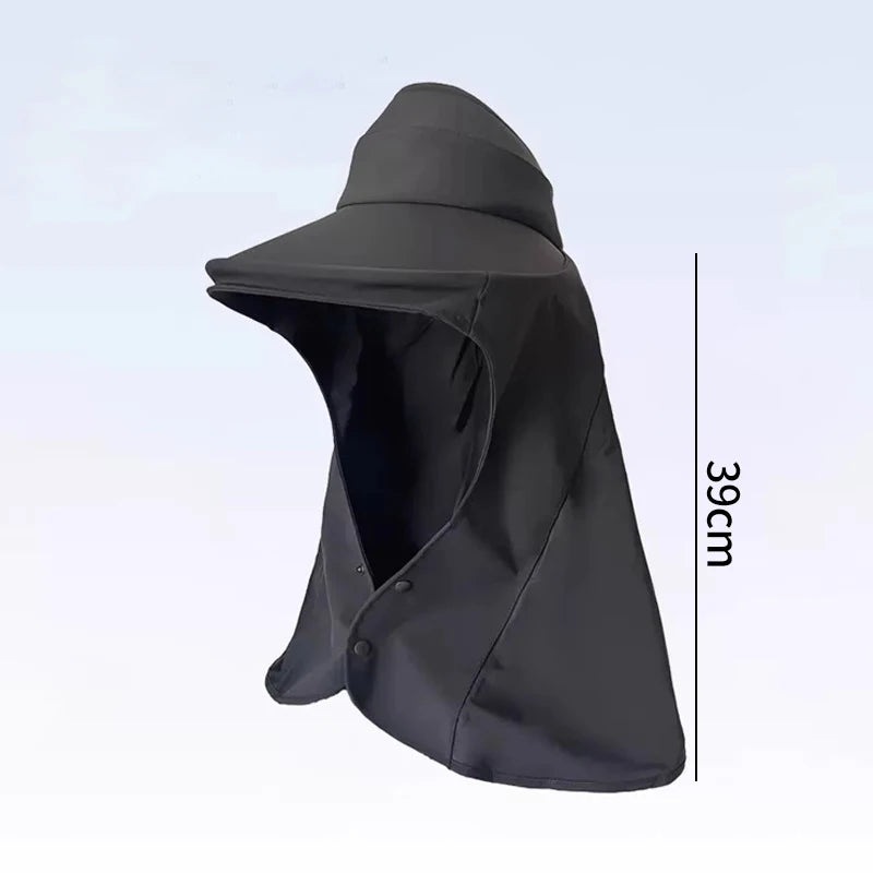 Summer Anti-UV Shawl Sun Hat Outdoor Hollow FWide Brim Sun Hat Breathable Neck Protection Hat for Beach Cycling Sunscreen Cap