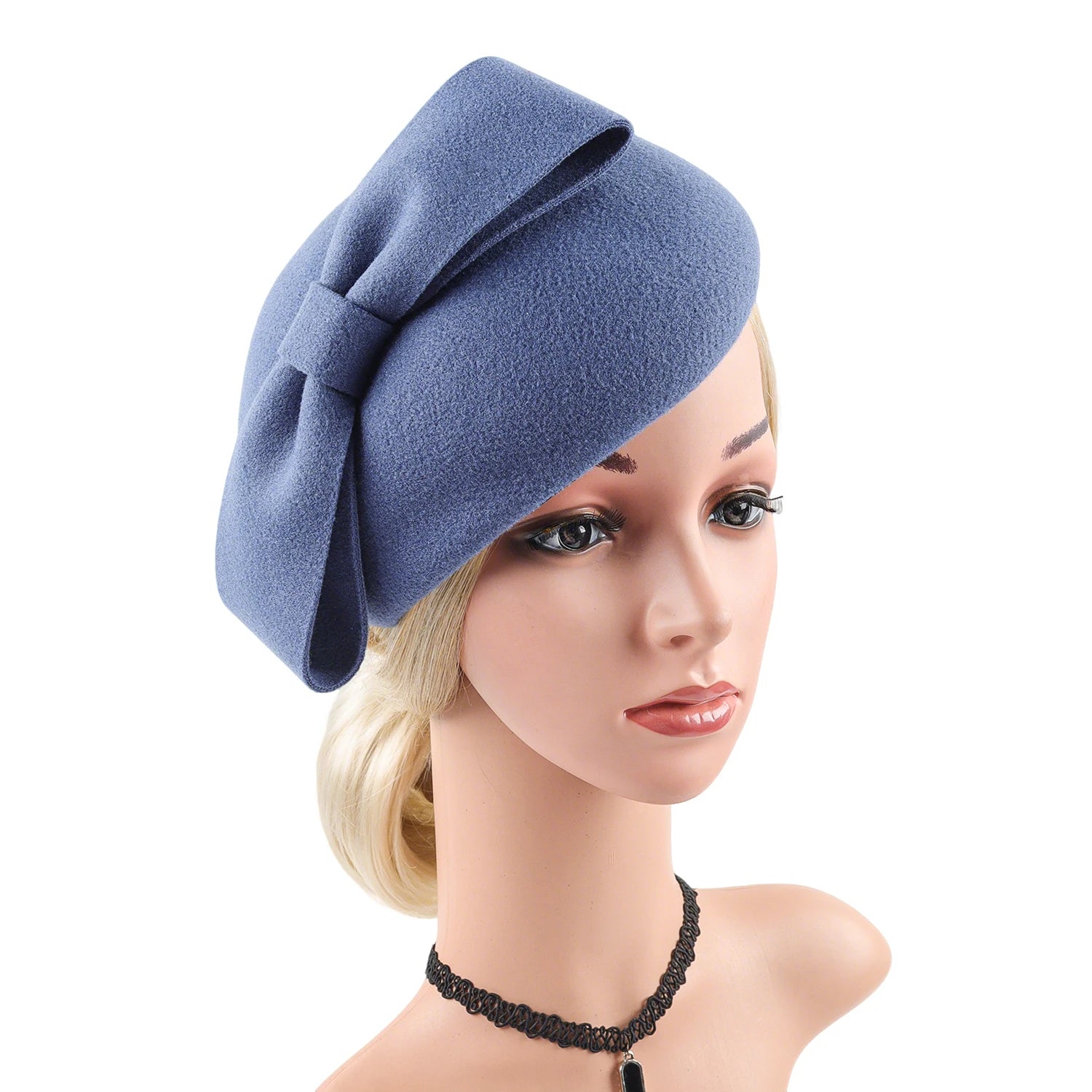 Women's British Retro Floral Wool Beret Fashion Accessory Trendy Banquet Hat Flight Attendant Style
