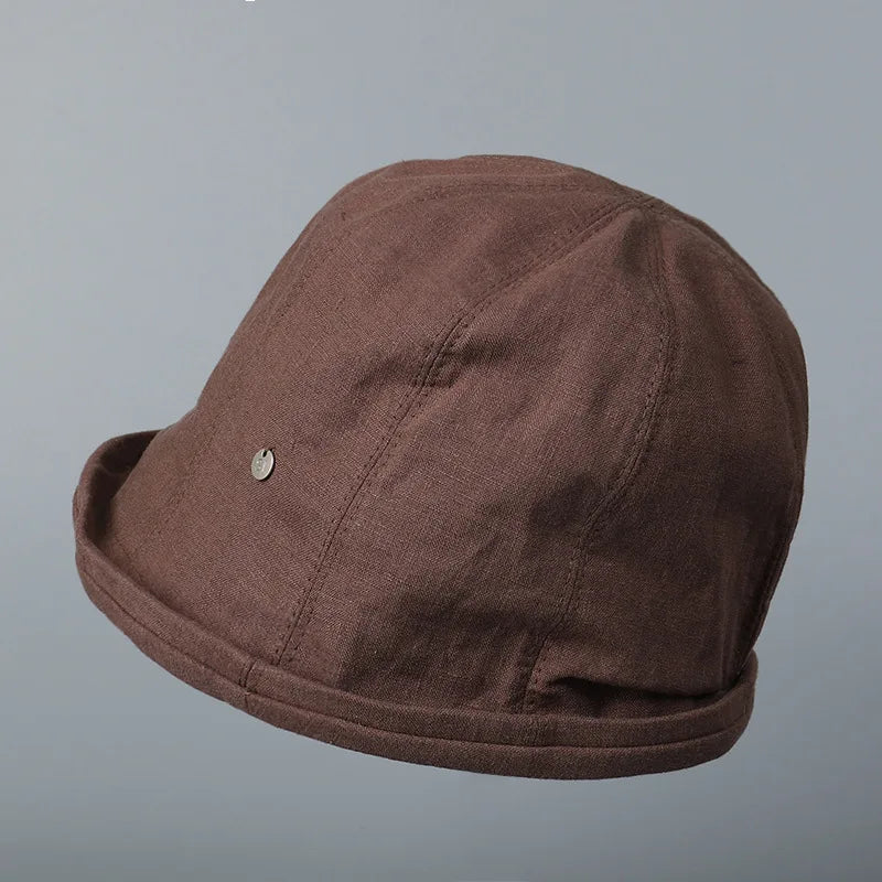 Linen Curled Edge Sun Hats For Women Foldable Bucket Hat Summer Visors Caps Female Panama Bob Outdoor Beach Fisherman Caps Gorro