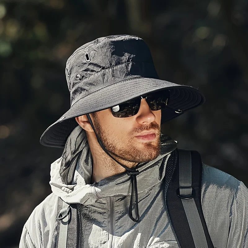 Versatile Outdoor Fisherman Hat, Sunscreen Waterproof Breathable Adjustable Camping Cap