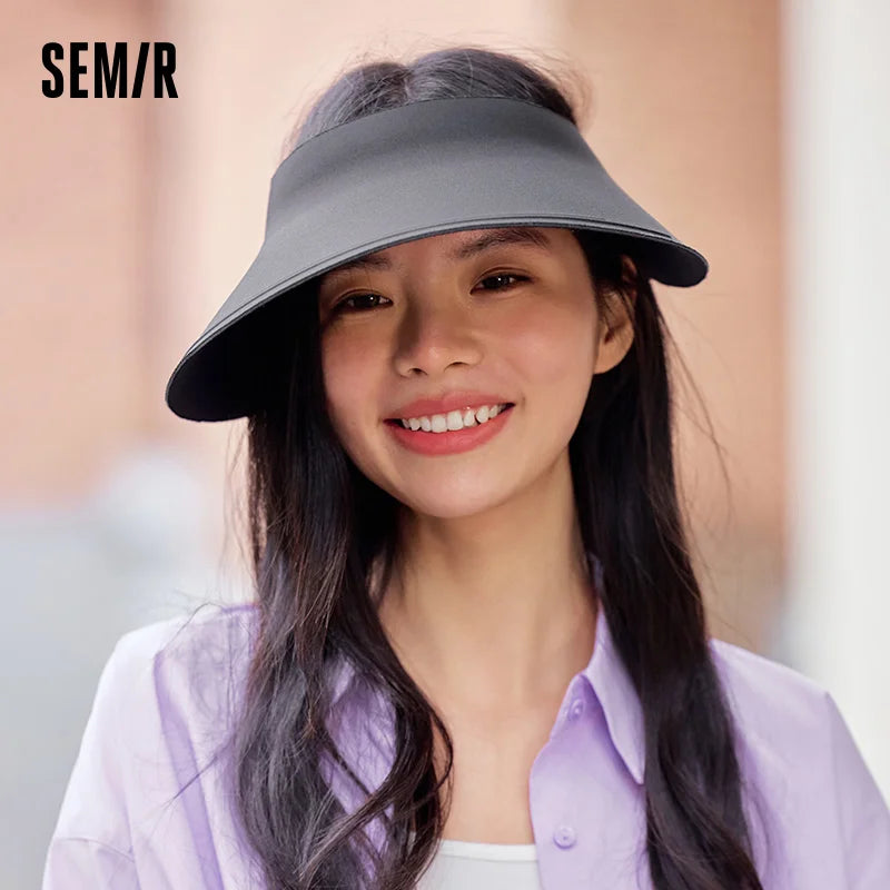 Semir Sun Hat Women Black Adjustable Foldable Seamless Wide Brim Visor 2025 Summer UV Protection Face Slimming Cap