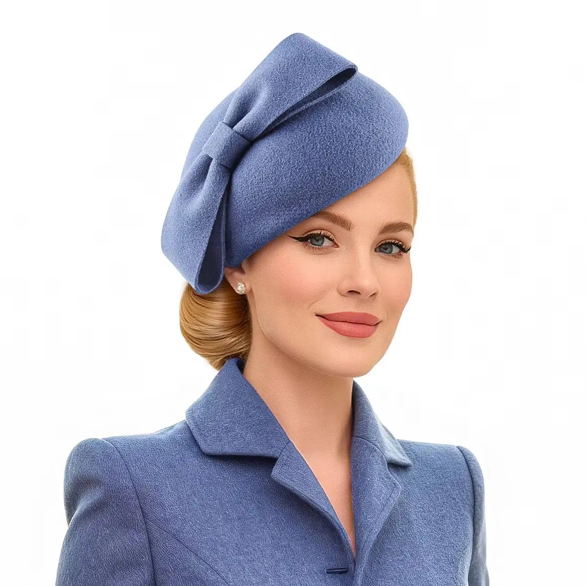Women's British Retro Floral Wool Beret Fashion Accessory Trendy Banquet Hat Flight Attendant Style
