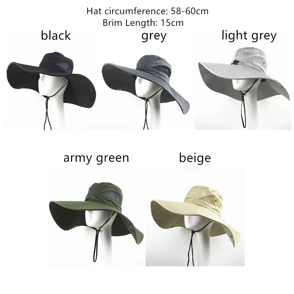 Men Women Breathable Sun Fisherman Hat UV Sun Protection Wide Visor Brim Hat Boonie Bucket Cap Outdoor Sun Hat