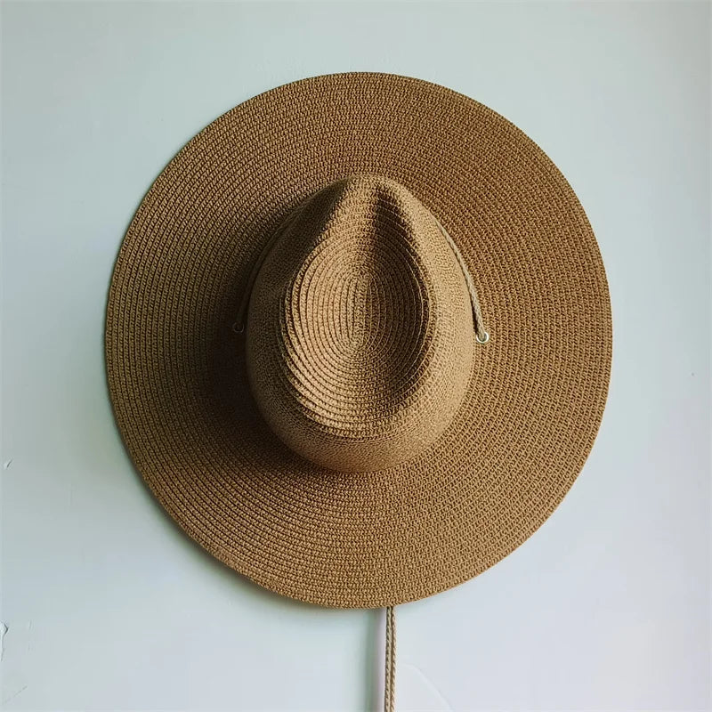 Packable 9 cm wide brim hat Summer Men Panama Hats Straw hat sun hat Women Jazz hat Breathable UV Protection party hat wholesale