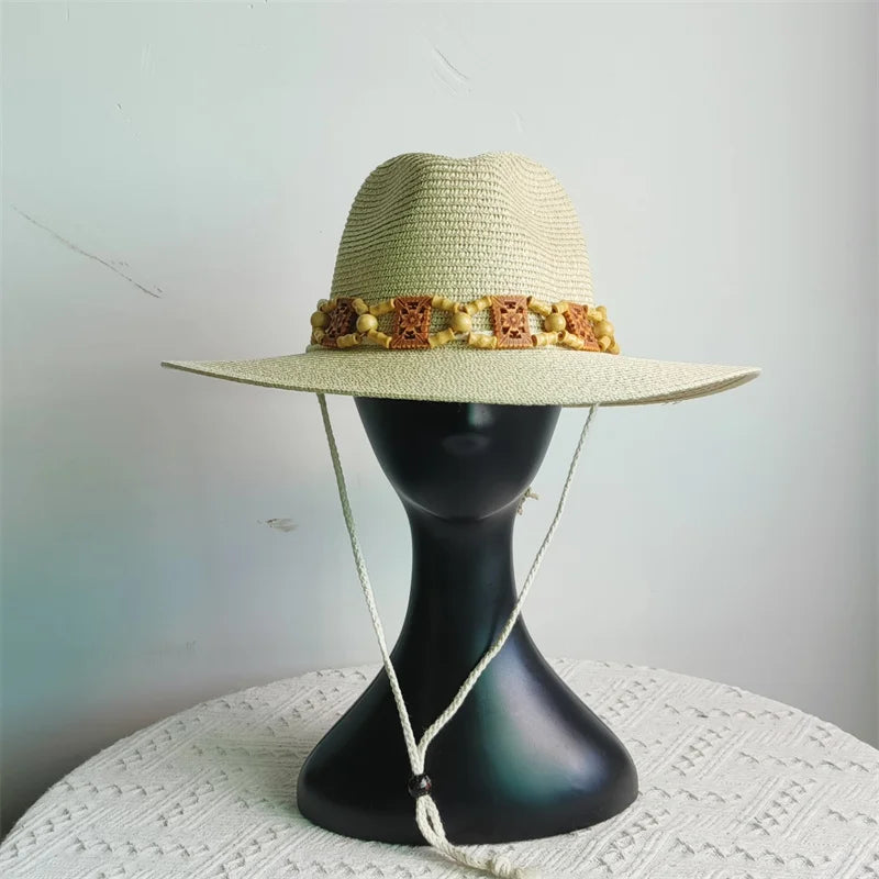 Packable 9 cm wide brim hat Summer Men Panama Hats Straw hat sun hat Women Jazz hat Breathable UV Protection party hat wholesale