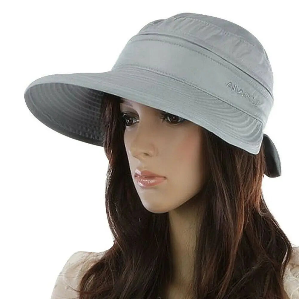 Women Ladies Sun Hat Summer Wide Brim Foldable Visor Outdoor Cap Anti-UV Beach Sun Hats