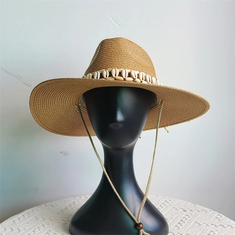 Packable 9 cm wide brim hat Summer Men Panama Hats Straw hat sun hat Women Jazz hat Breathable UV Protection party hat wholesale