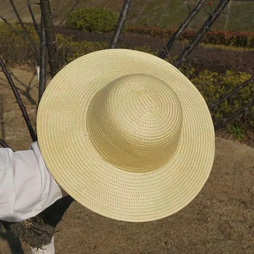 Simple Wide Brim Straw Hats Large With Windproof Rope UV Protection Cap Fishing Caps Farm