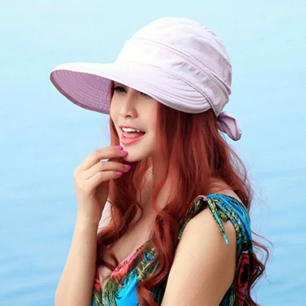 Women Ladies Sun Hat Summer Wide Brim Foldable Visor Outdoor Cap Anti-UV Beach Sun Hats