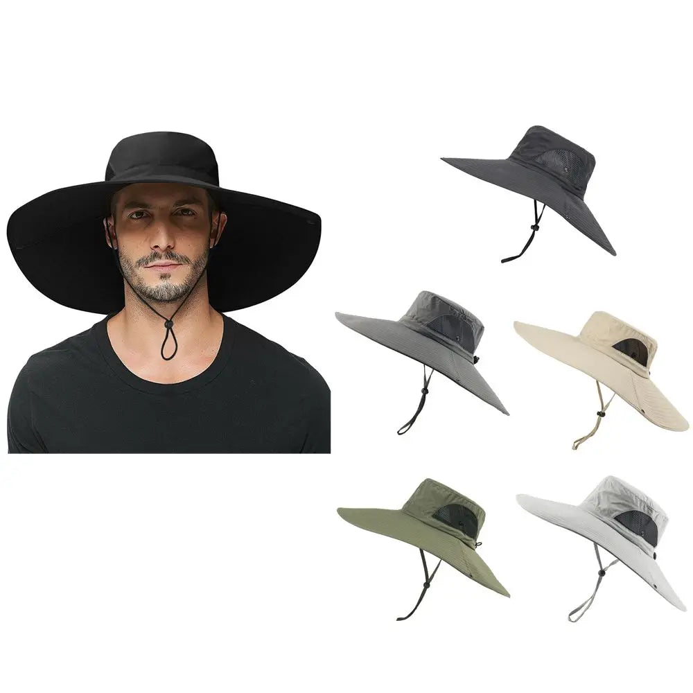 Men Women Breathable Sun Fisherman Hat UV Sun Protection Wide Visor Brim Hat Boonie Bucket Cap Outdoor Sun Hat