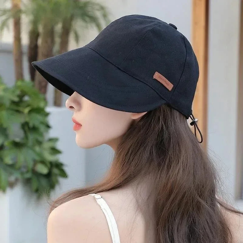 Adjustable Cotton  Women's Foldable Sunhat with Sunscreen UV Protection Ideal for Summer Outdoor Beach Fisherman Hat