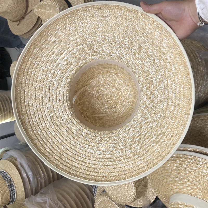 Ladies Sun Fedora Hats Hepburn hat Shiny Straw Hat European American Retro Gold Braided Female Sunshade Flat Sequins Hat