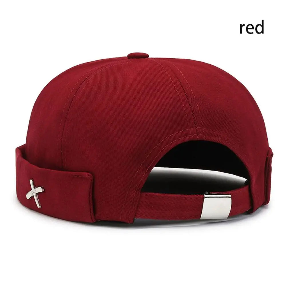 Outdoor Washed Style Brimless Docker Cap Cotton Adjustable Vintage Dome Hat Solid Color Melon Beanie Cap Winter
