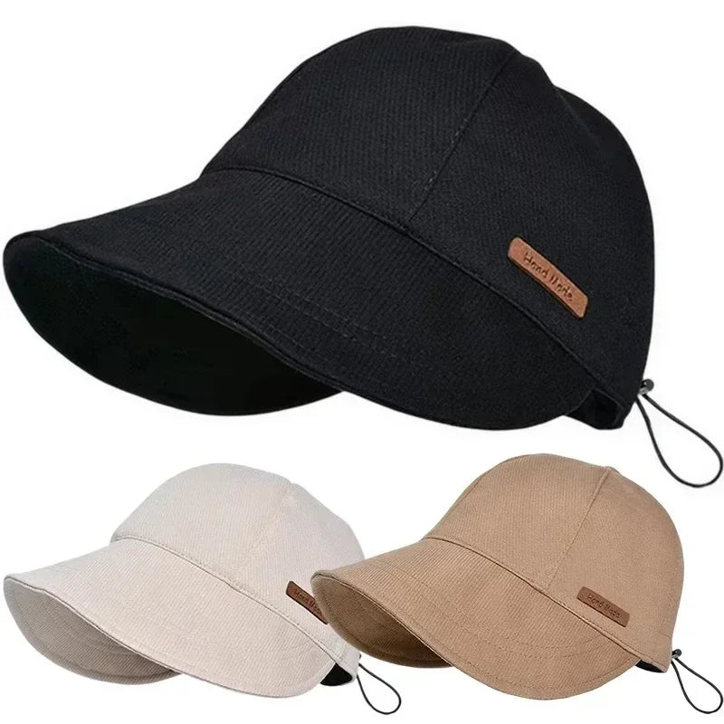 Adjustable Cotton  Women's Foldable Sunhat with Sunscreen UV Protection Ideal for Summer Outdoor Beach Fisherman Hat
