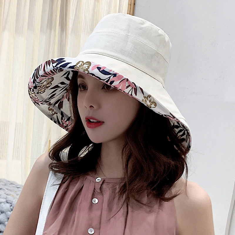2025 Women's Hat Bucket hat Panamanian Women  Four Seasons Fisherman Hat Big Brim Hat Double-Sided Fisherman Hat Sun Visor Cap