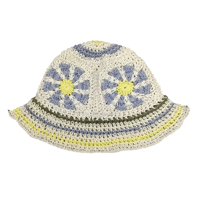 Summer Dopamine-inspired Ethnic-style Sun Hat Women Fashionable Boater Hat with Wide Brim for Outings