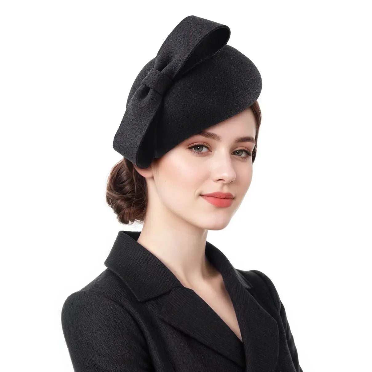 Women's British Retro Floral Wool Beret Fashion Accessory Trendy Banquet Hat Flight Attendant Style