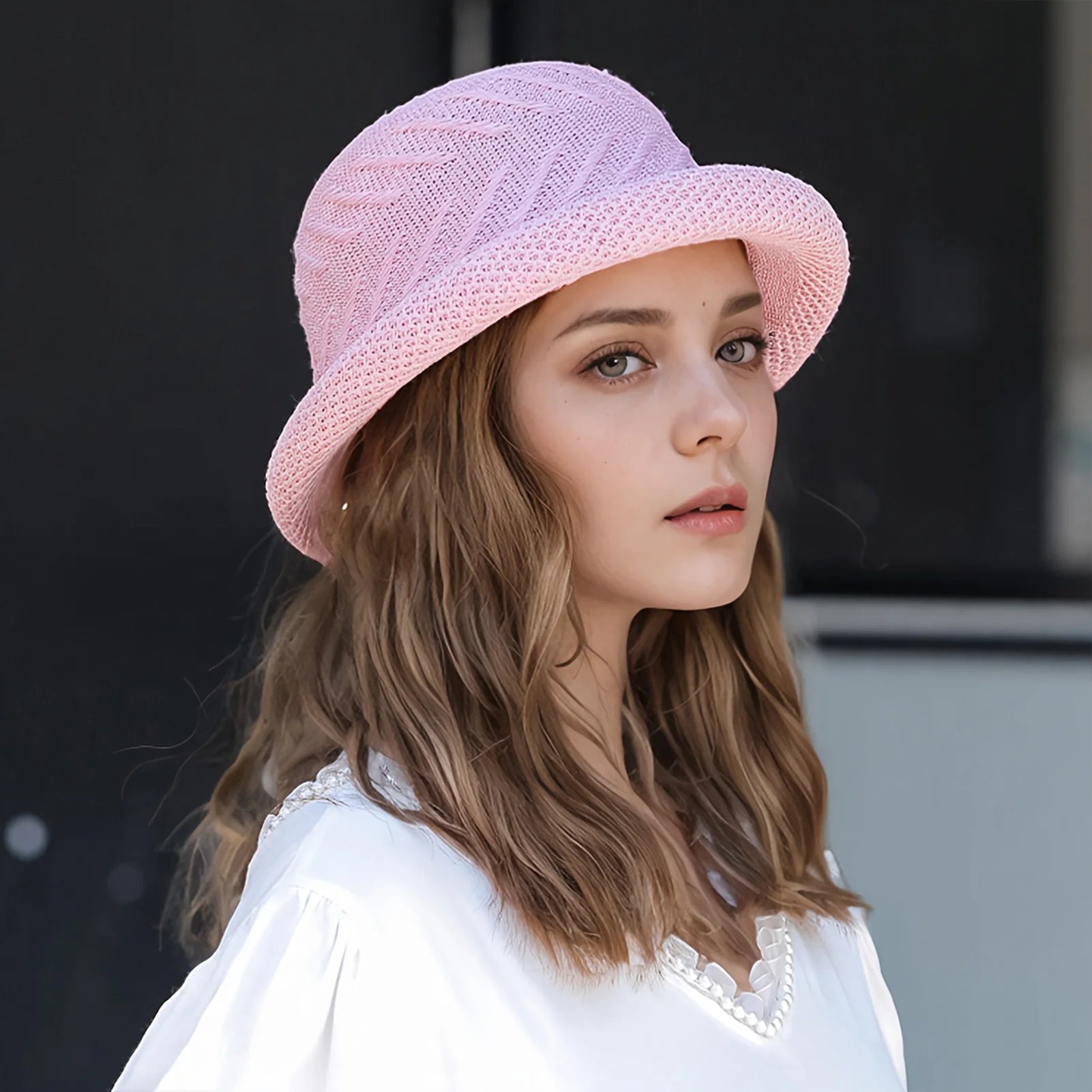 Womens Summer Sun Hat Flower Bucket Hats Rolled Brim Sun Shade Outdoor Beach Travel Bucket Hats for Fishing Camping Traveling