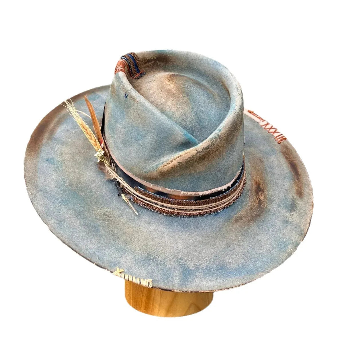 Vintage 100% Wool Fedora Hat - Distressed Western Trilby with Braided Ribbon for Men & Women