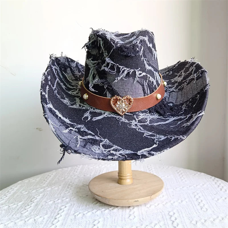 Western ethnic style cowboy hat tassel cowboy series fashion unisex jazz with heart shape decoration western cowboy hat