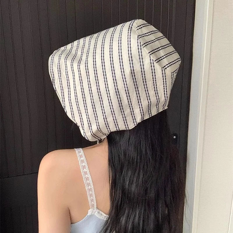 1Pcs Large Brim Foldable Bucket Hats With String For Women Korean Striped Female Panama Bob Outdoor Mountaineering Hat