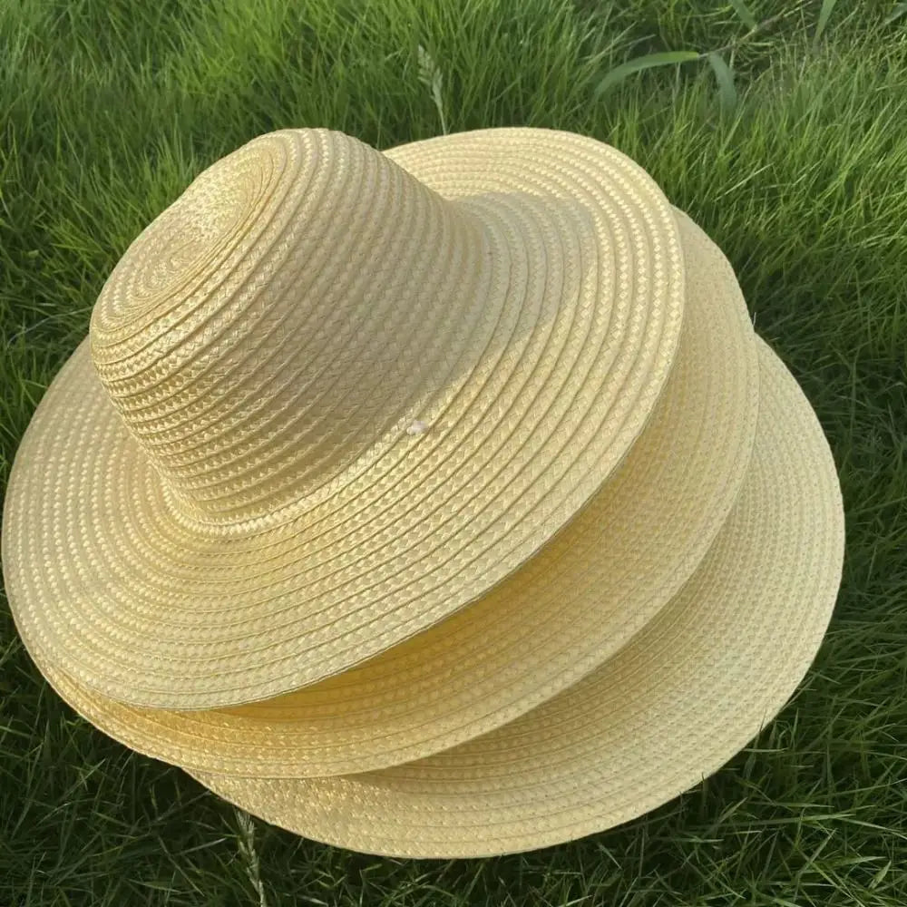 Simple Wide Brim Straw Hats Large With Windproof Rope UV Protection Cap Fishing Caps Farm
