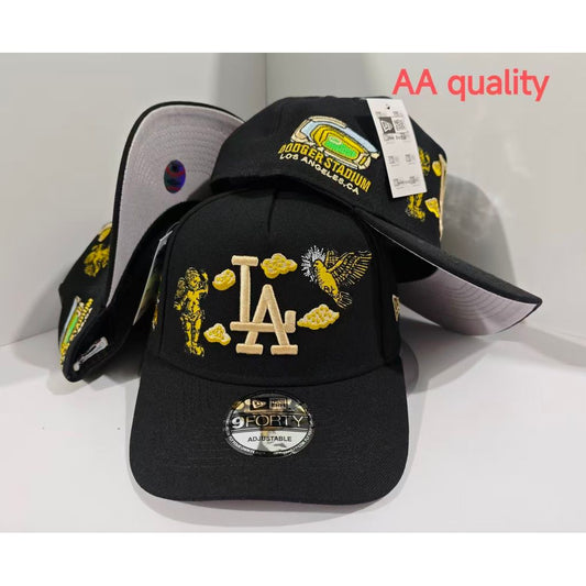MLB New/Era American Baseball Black and Gold Embroidery Los Angeles Dodgers Angel Baseball Cap