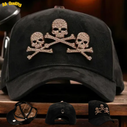 Balbas Gaucho Hat Collection - Skull Style - Black Series - Trendy Style - Features black diamond embroidery pattern. Black style. Special designed baseball cap. Built-in scanning chip to scan the hat. Limited edition adjustable brim baseball cap. Br