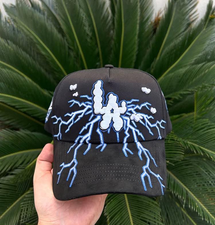 Major League Baseball in The United States - Los Angeles Dodgers - Dandy - with Lightning Embroidery Design - Black - Special Designed Baseball Cap - Integrated Chip Scanning Cap - Special Edition Adjustable Brim Baseball Cap