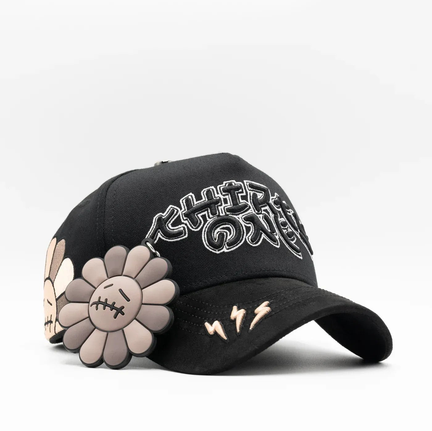 Dandy - Featuring Sunflower Embroidery Design. Black - Specially Designed Baseball Cap. Integrated Chip Scanning Cap. Special Edition Adjustable Brim Baseball Cap