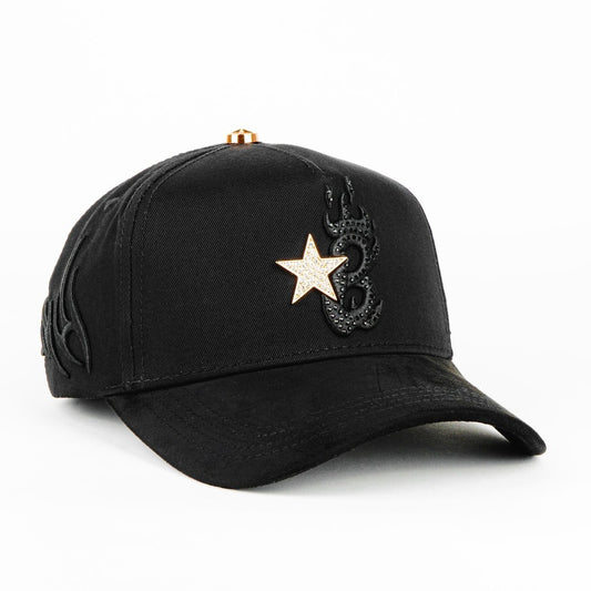 Glarababas Hat - Black Series Dandy - Features Black Diamond Embroidery Design. Black Style. Special Designed Baseball Cap. Built-in Chip for Scanning The Cap. Special Edition Adjustable Brim Baseball Cap. Brimmed Baseball Cap