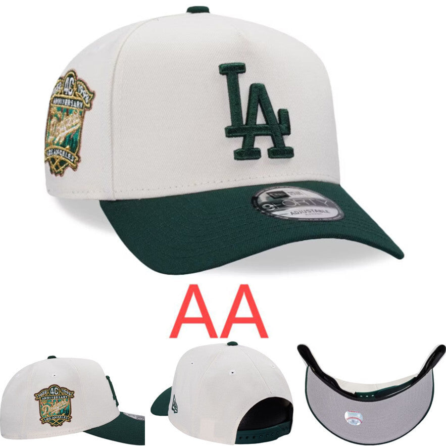 Major League Baseball Los Angeles Dodgers 40th Anniversary Chrome Green Two Tone Edition  Adjustable Snapback Cap Hip-Hop Curved Brimmed Baseball Cap