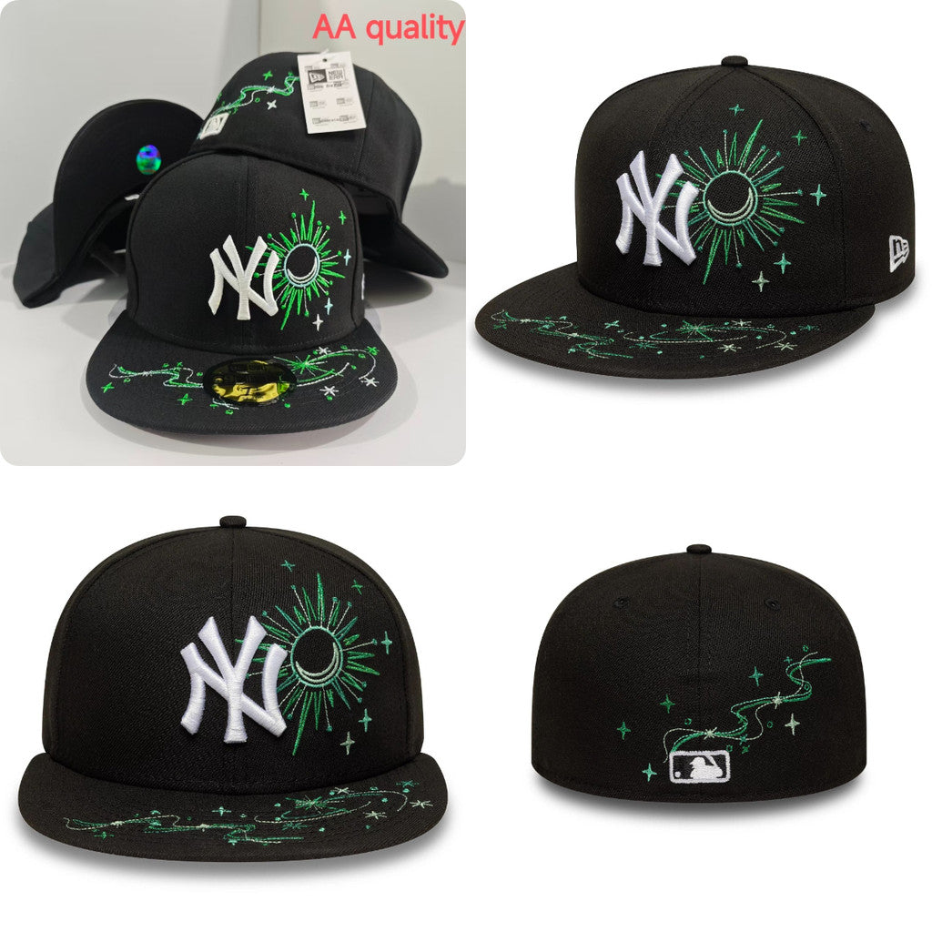 Major League Baseball Zodiac New York Yankees Fireworks Design Black Fitted Hat Non-adjustable Hip-hop Baseball Cap