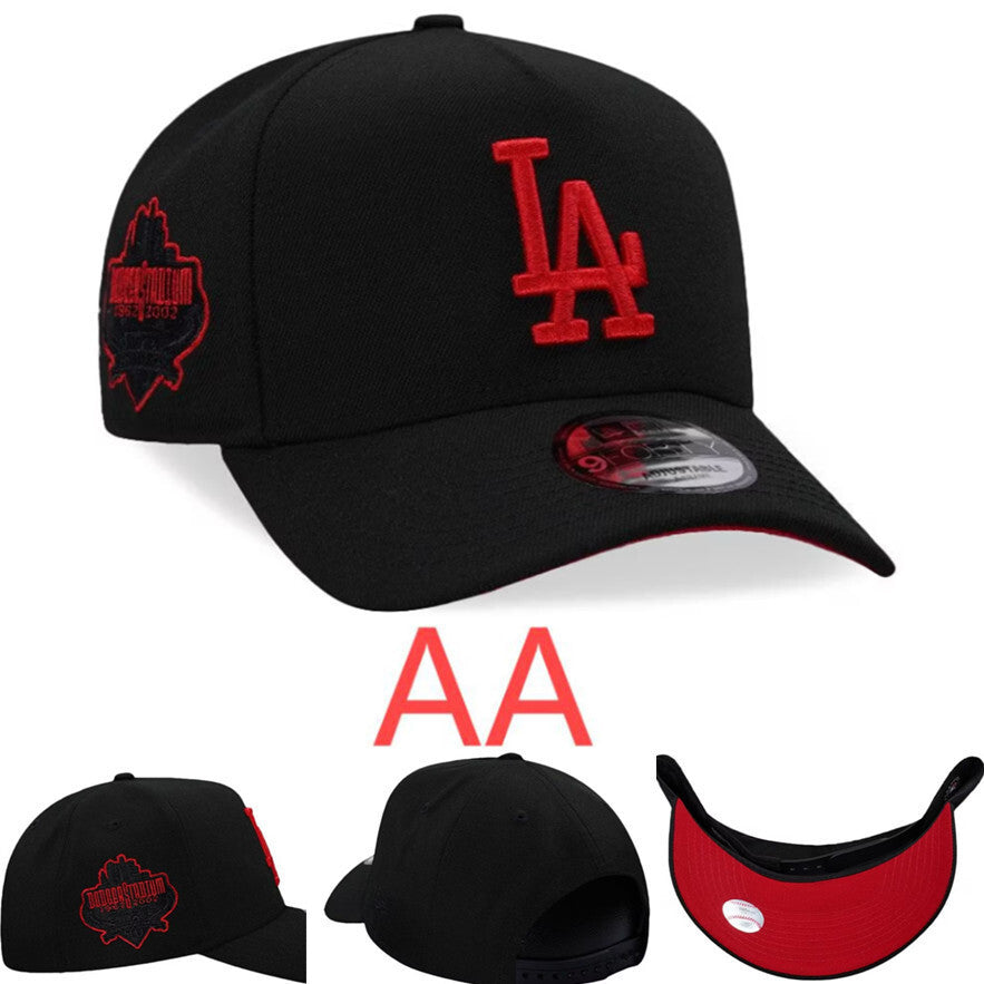 Major League Baseball Los Angeles Dodgers Black &Red Black Uv Red A-Frame Adjustable Snapback Cap Hip-Hop Curved Brimmed Baseball Cap