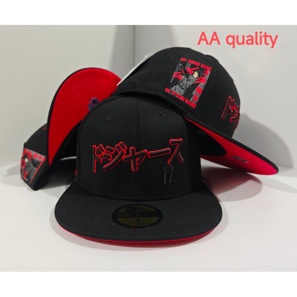 Major League Baseball Los Angeles Dodgers Japan.ese Script Shohei Ohtani Club Side Patch Black Fitted Hat Non-adjustable Hip-hop Baseball Cap