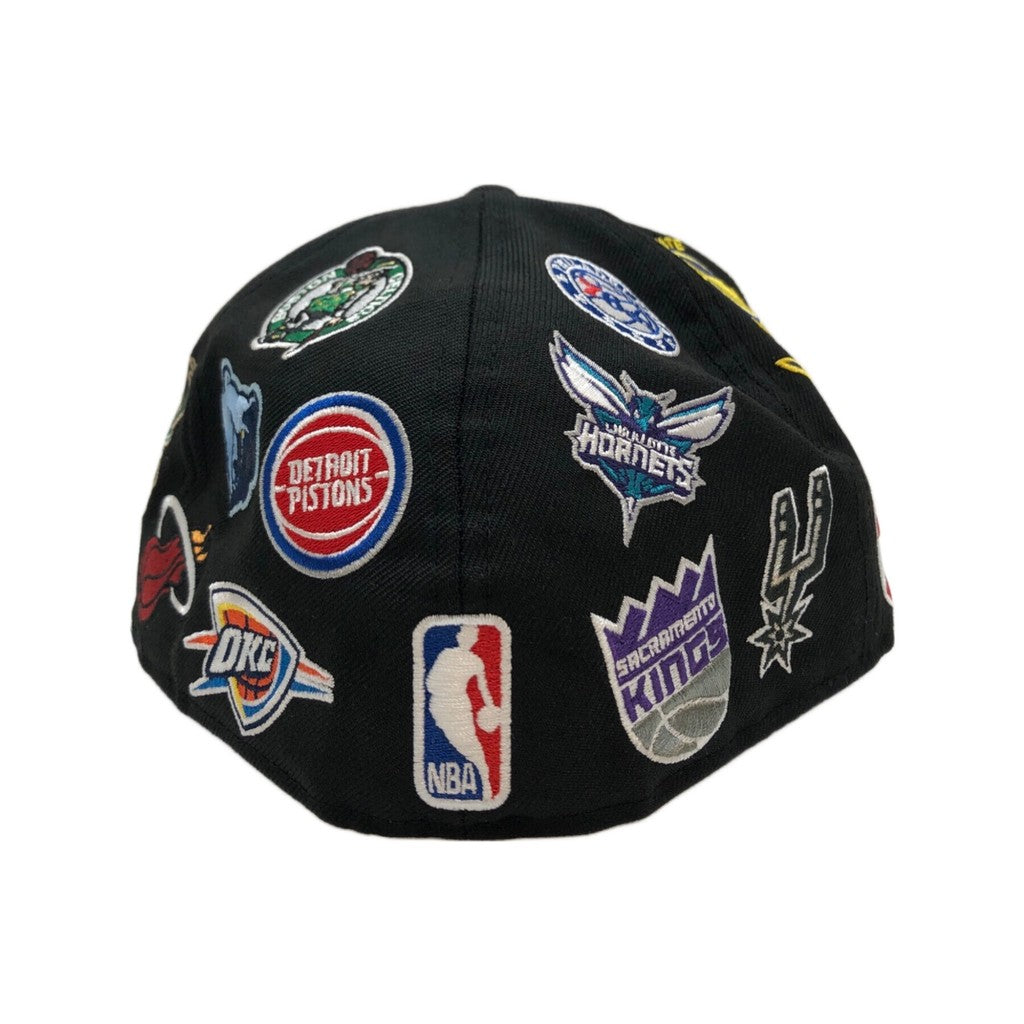 National Basketball Association NBA All Over Team Logo Basketball Fitted Hat Non Adjustable Sports Baseball Cap