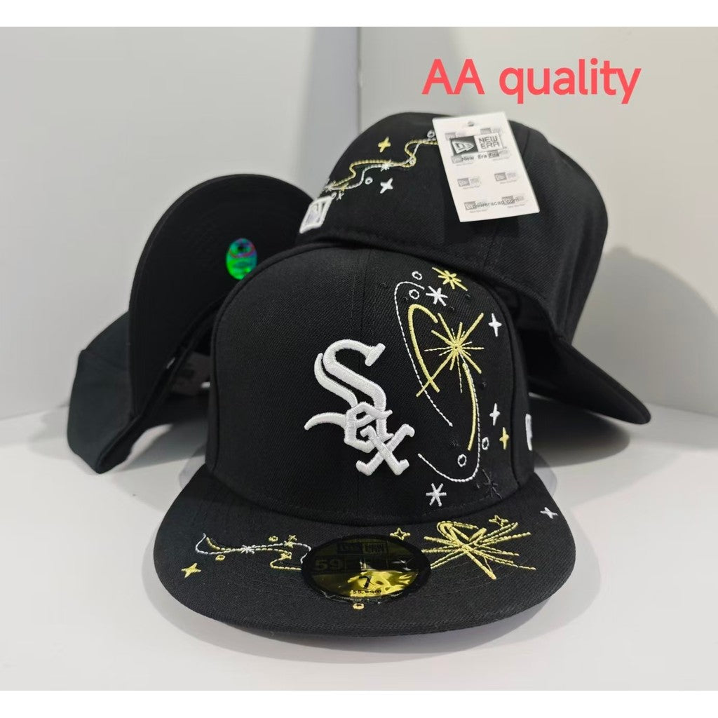 Major League Baseball Zodiac Chicago White Sox Fireworks Design Black Fitted Hat Non-adjustable Hip-hop Baseball Cap